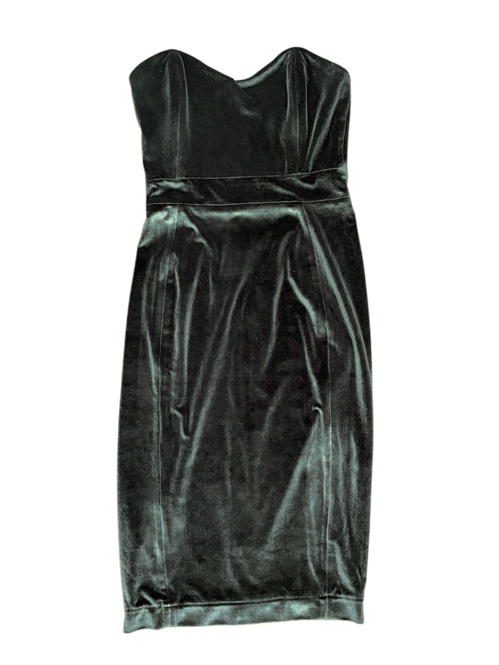 House of CB Antonella Velvet Strapless Dress in Olive Green Sz S